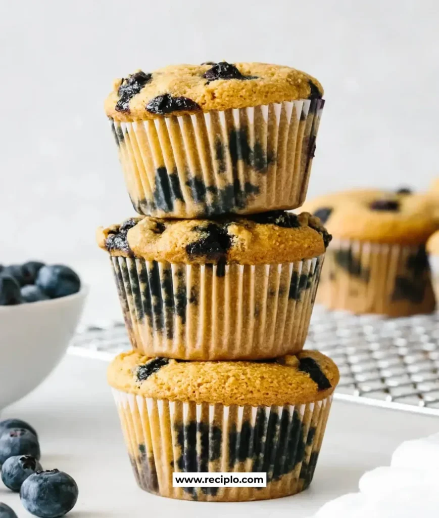 Paleo blueberry muffins baked to perfection with fresh blueberries