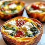 Spinach, feta, and sun-dried tomato egg muffins served on a plate