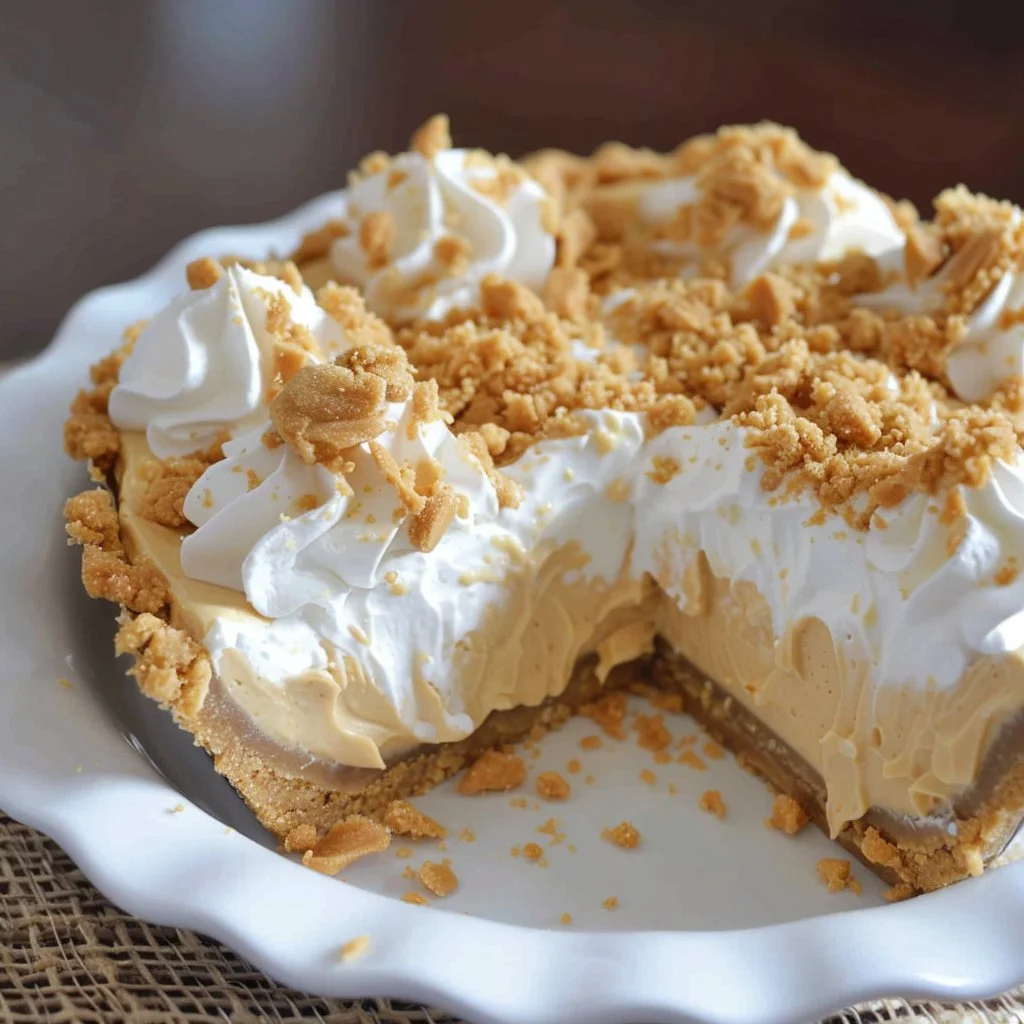 Amish Peanut Butter Cream Pie with a rich, creamy filling and crust