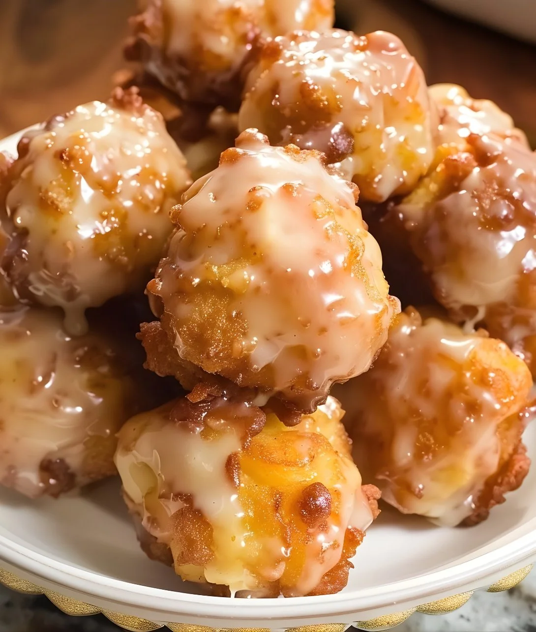 Delicious Apple Fritter Bites with cinnamon and apple chunks