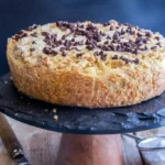 Delicious Chocolate Chip Ricotta Cake with crumb topping and chocolate chips