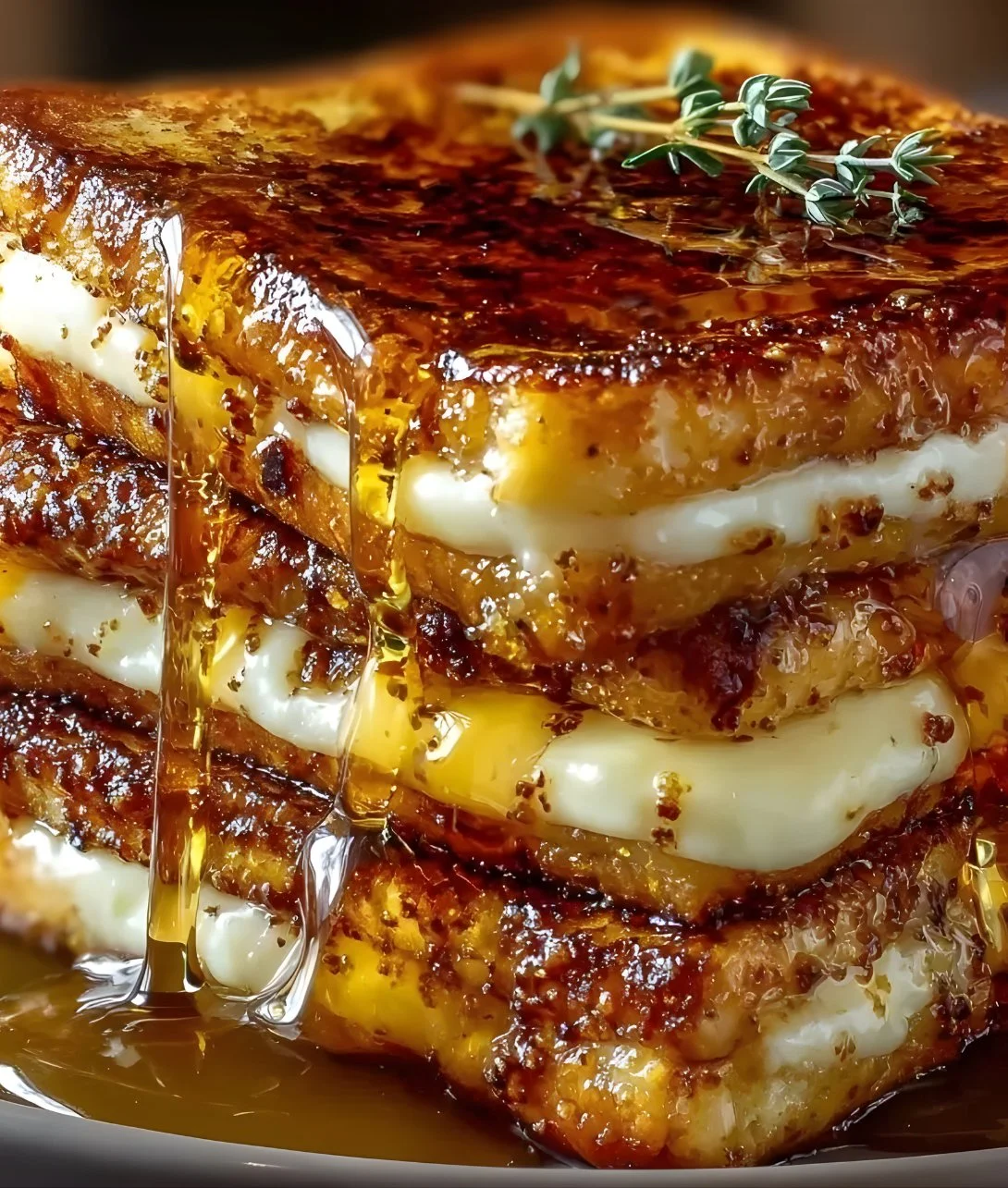 Delicious Crème Brûlée French Toast with caramelized sugar topping