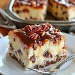 Delicious Do Nothing Tornado Cake layered with frosting and sprinkles