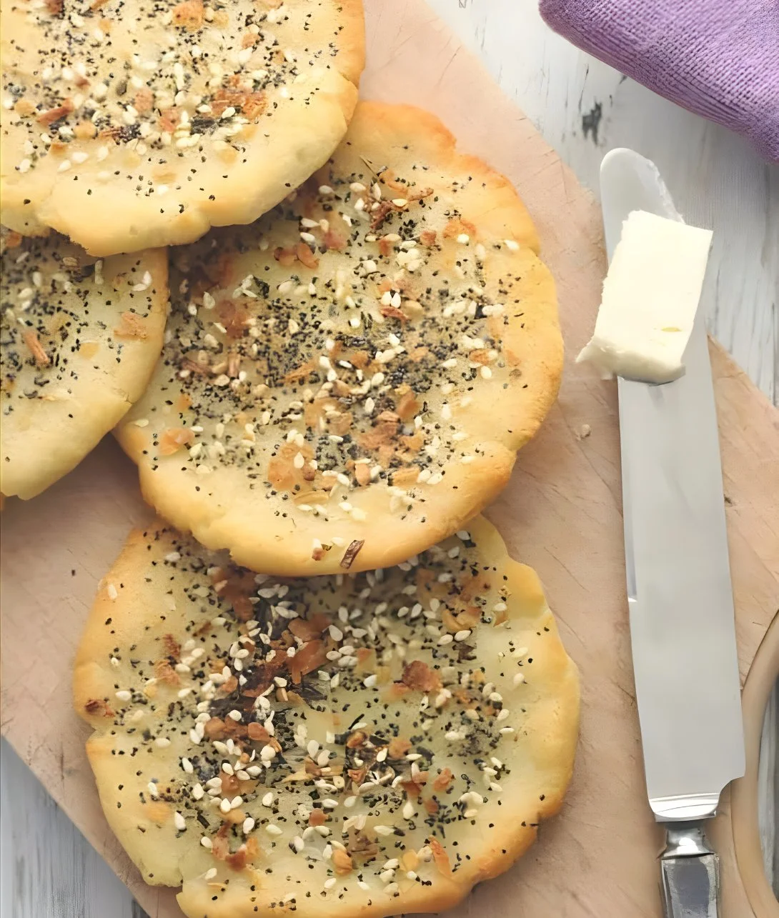 Delicious homemade mashed potato flatbread served with toppings.