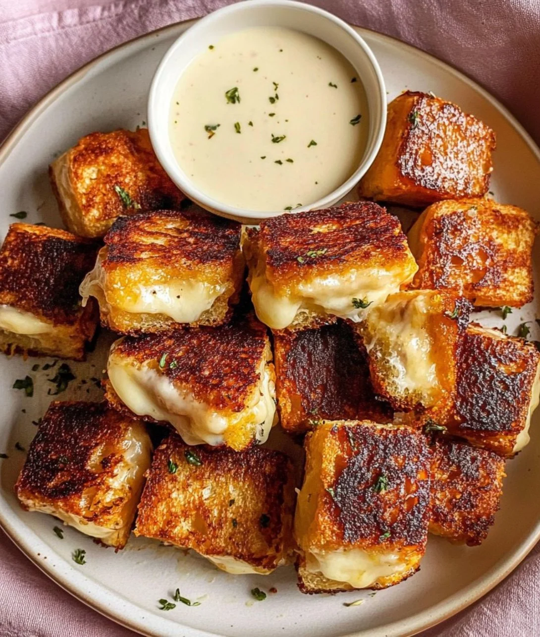 Hawaiian Roll Grilled Cheese with melted cheese and bread on a plate