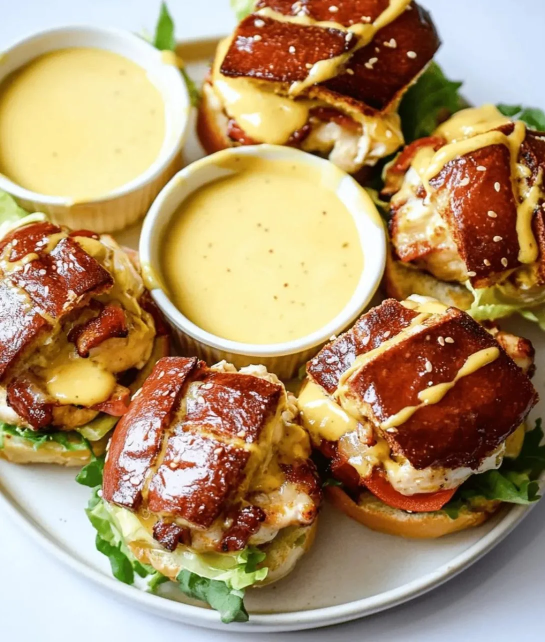 Delicious Honey Mustard BLT Chicken served with crispy bacon and fresh lettuce.