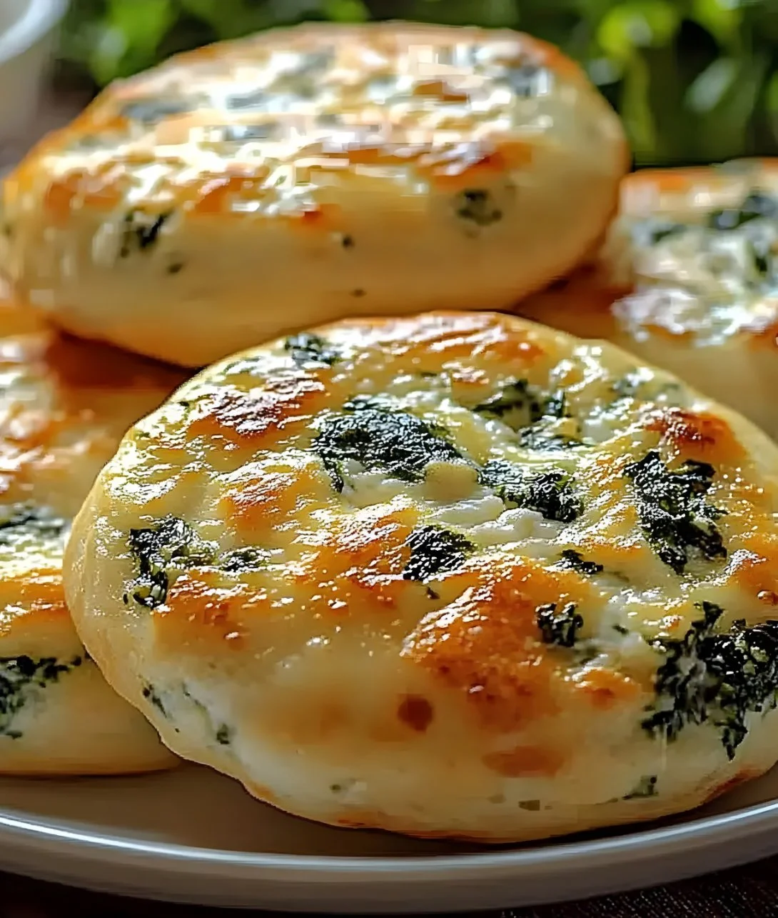Delicious spinach cottage cheese bagels on a plate