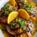 Key West Grilled Chicken marinated in tropical citrus sauce on a grill