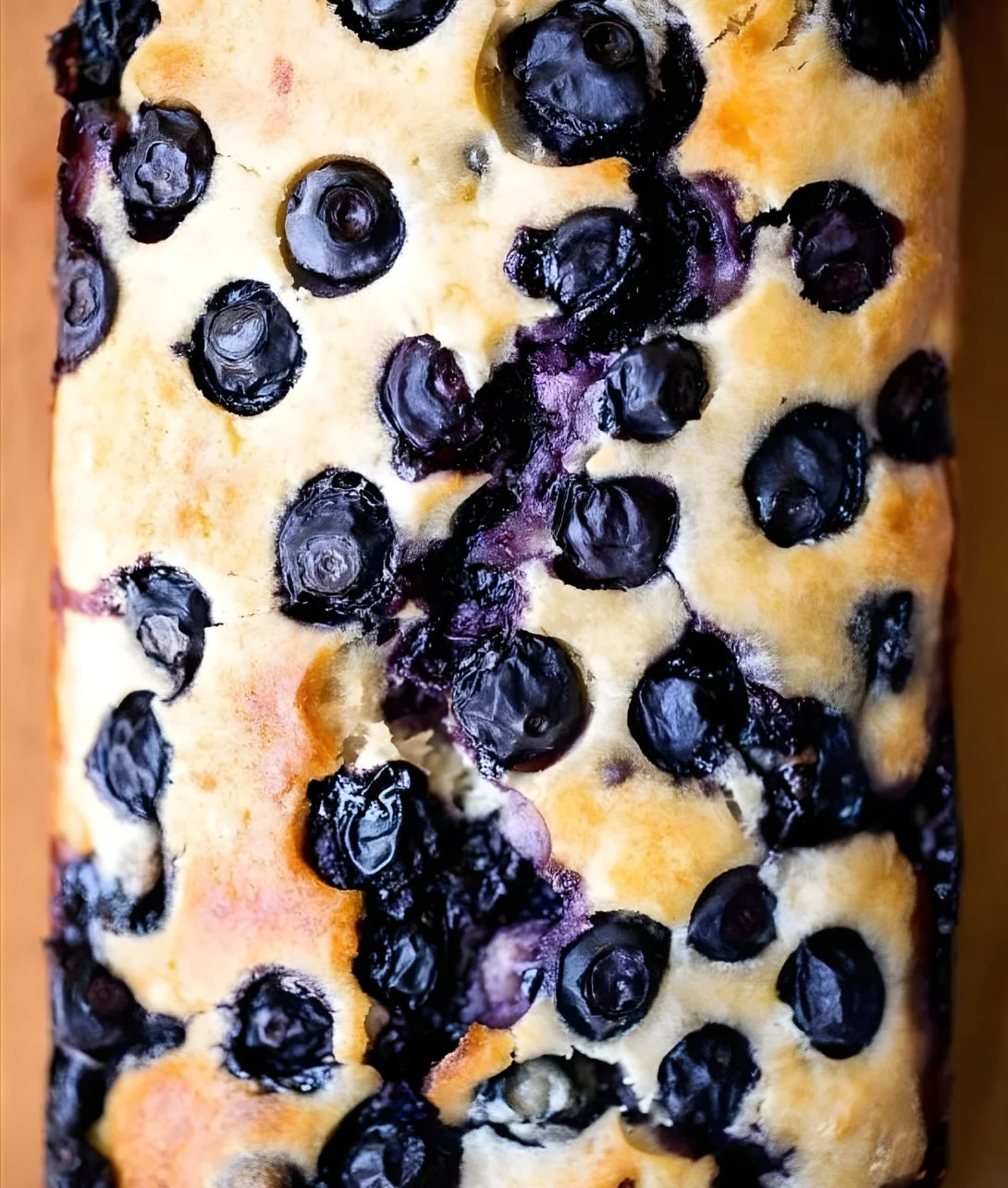 Delicious slice of Lemon Blueberry Bread with fresh blueberries and lemon slices.