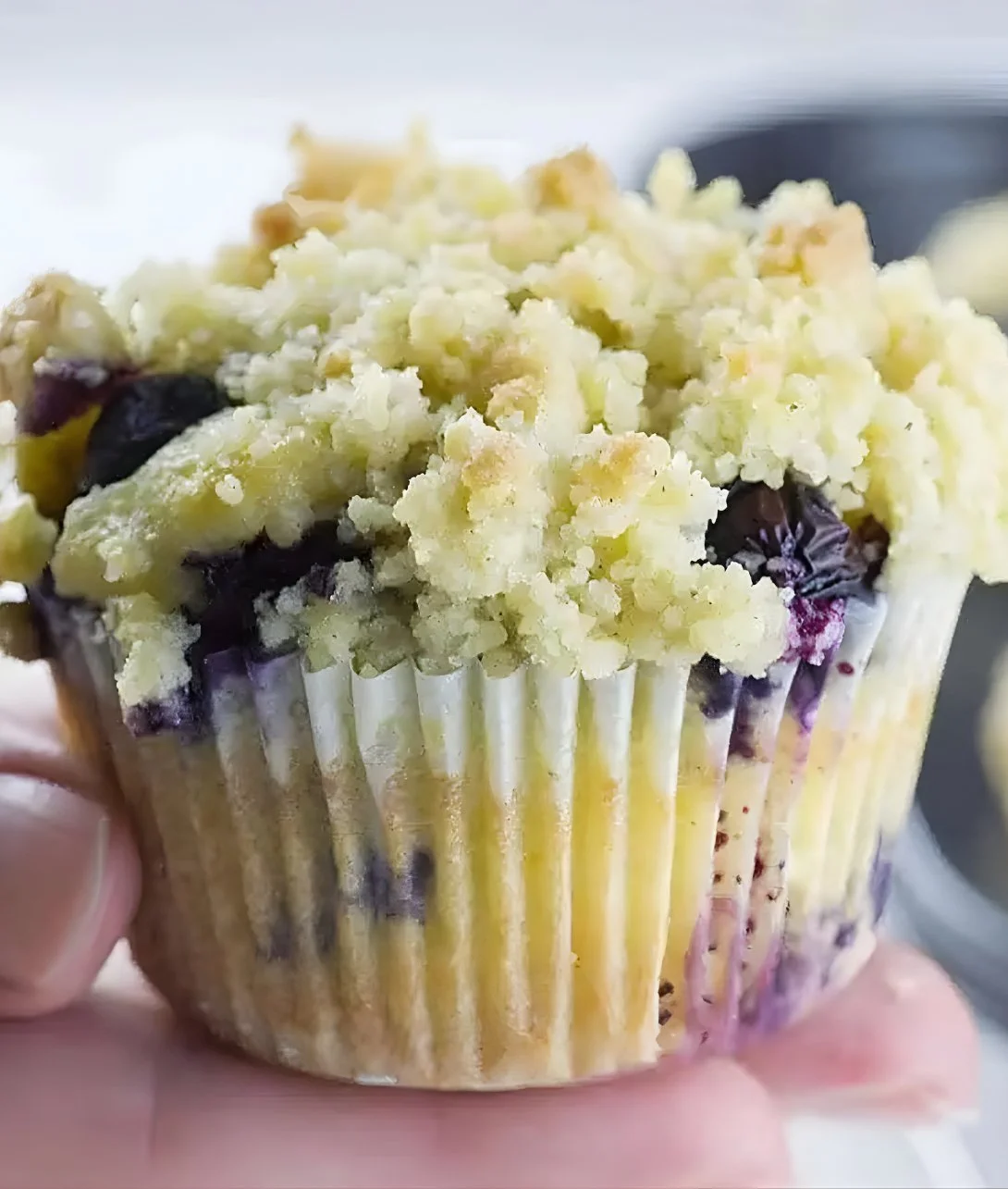 Freshly baked Lemon Blueberry Muffins on a cooling rack