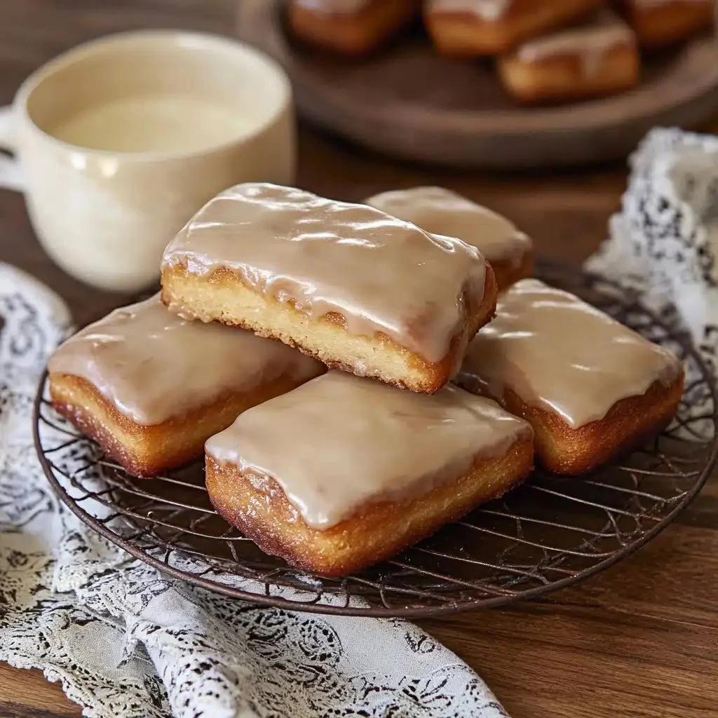 Delicious maple donut bars topped with sweet maple glaze.