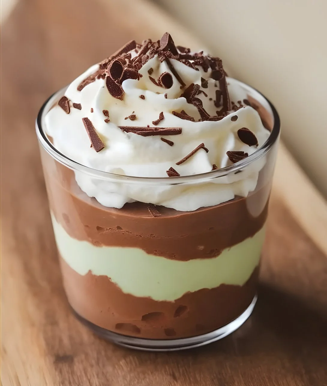 Shamrock Shake Pudding Cups with whipped cream and green sprinkles for St. Patrick's Day