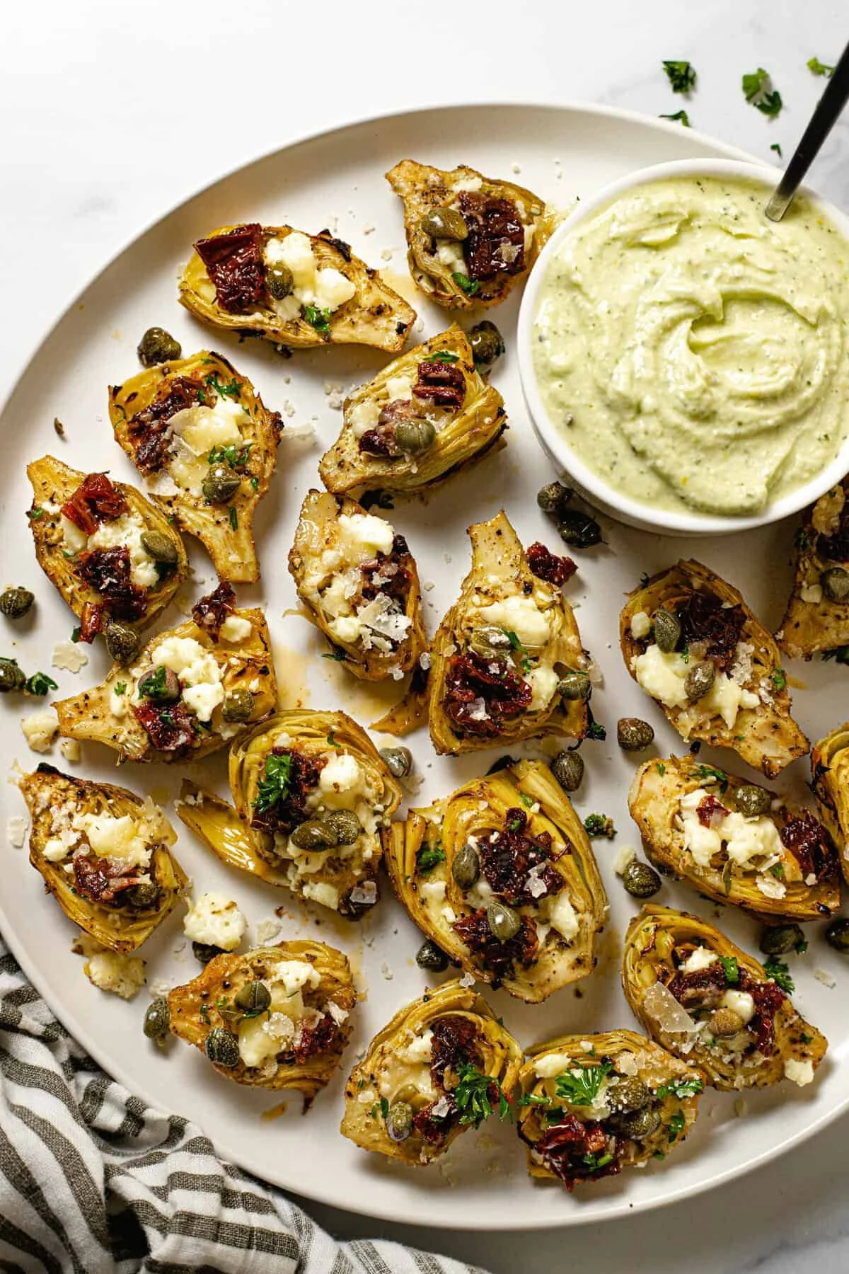 Delicious Mediterranean roasted artichokes ready to be served