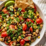 Colorful Southwest Chickpea Black Bean Salad served in a bowl