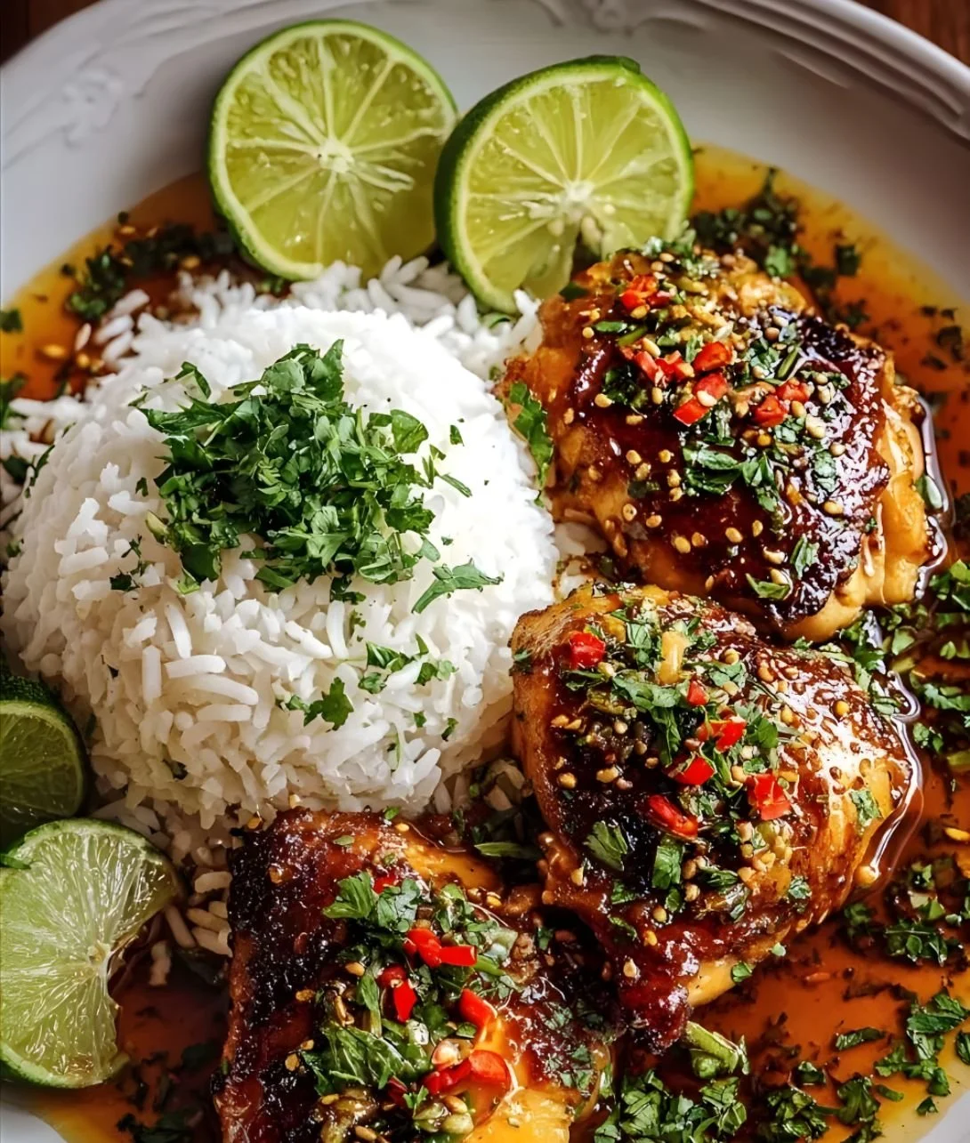 Delicious Spicy Maple Chicken served with coconut rice
