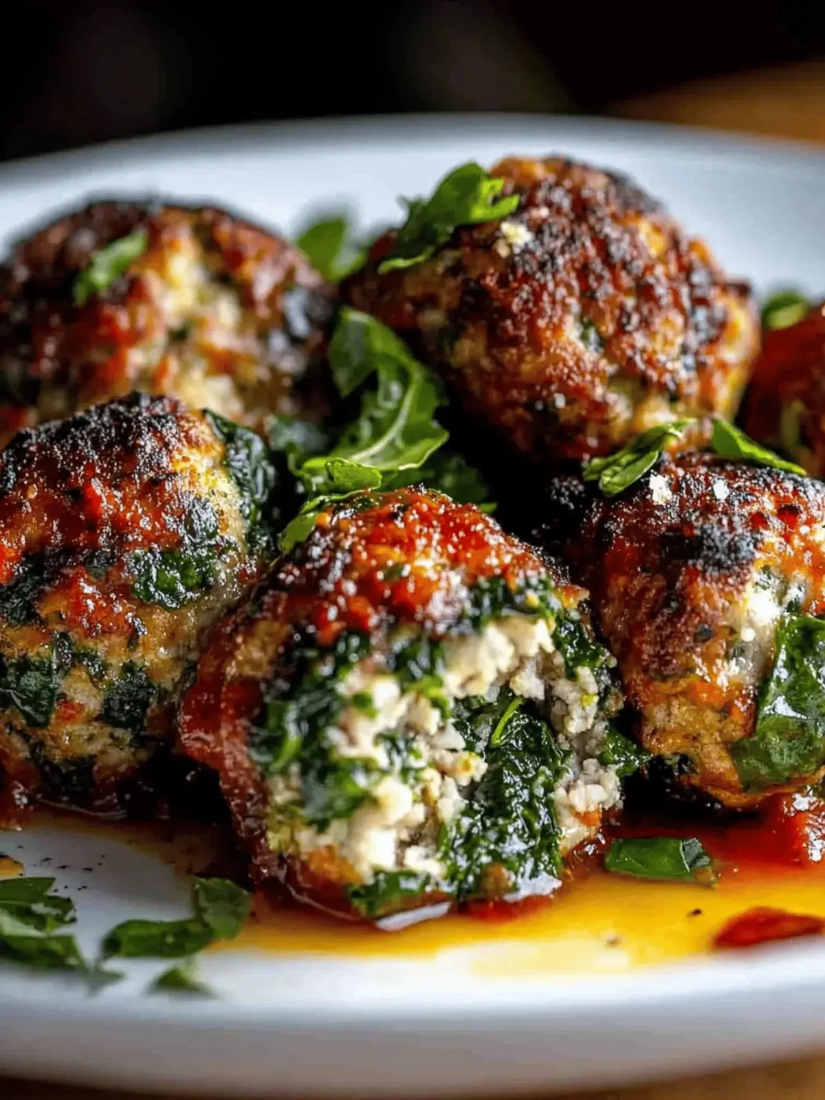 Plate of spinach garlic meatballs, a healthy and flavorful dish