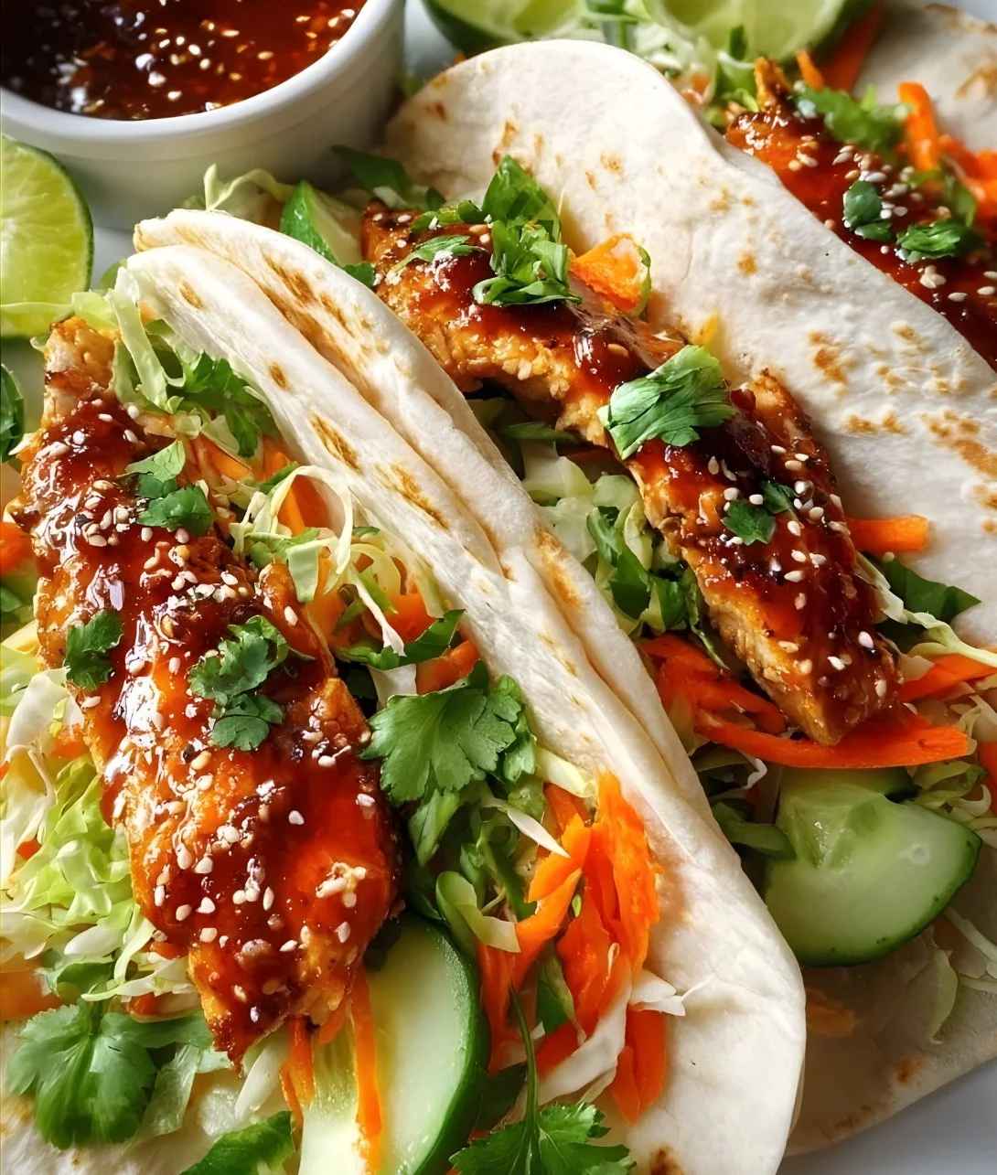 Delicious Sweet Chili Chicken Wraps ready to be enjoyed.