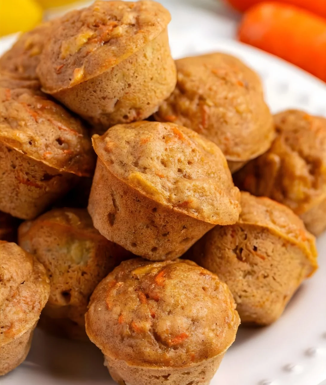 Plate of freshly baked ABC mini muffins, ideal for snacks and breakfast