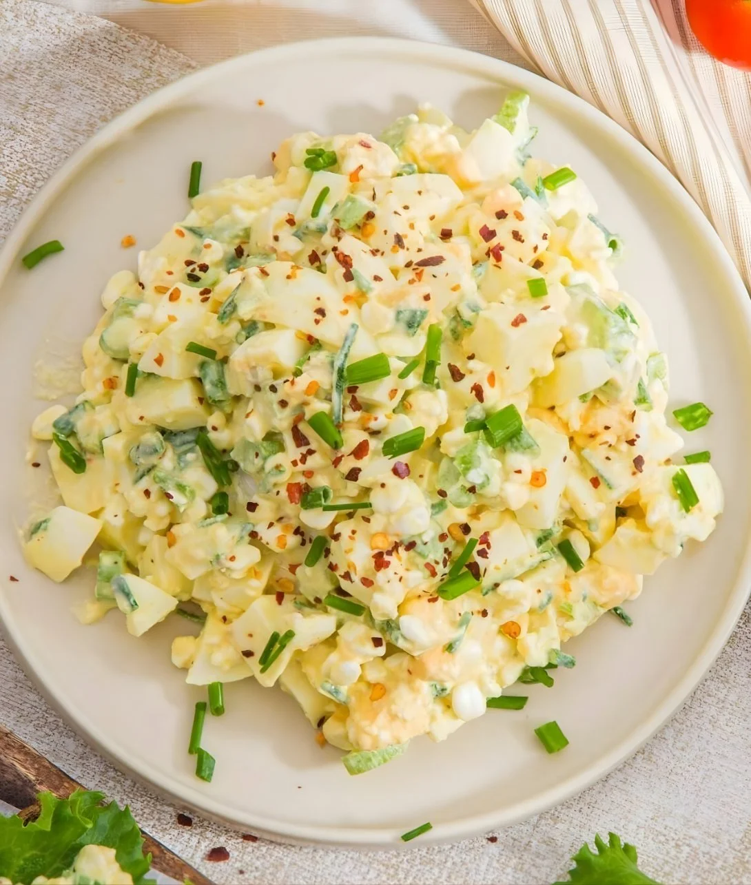 Cottage Cheese and Cucumber Salad served in a bowl