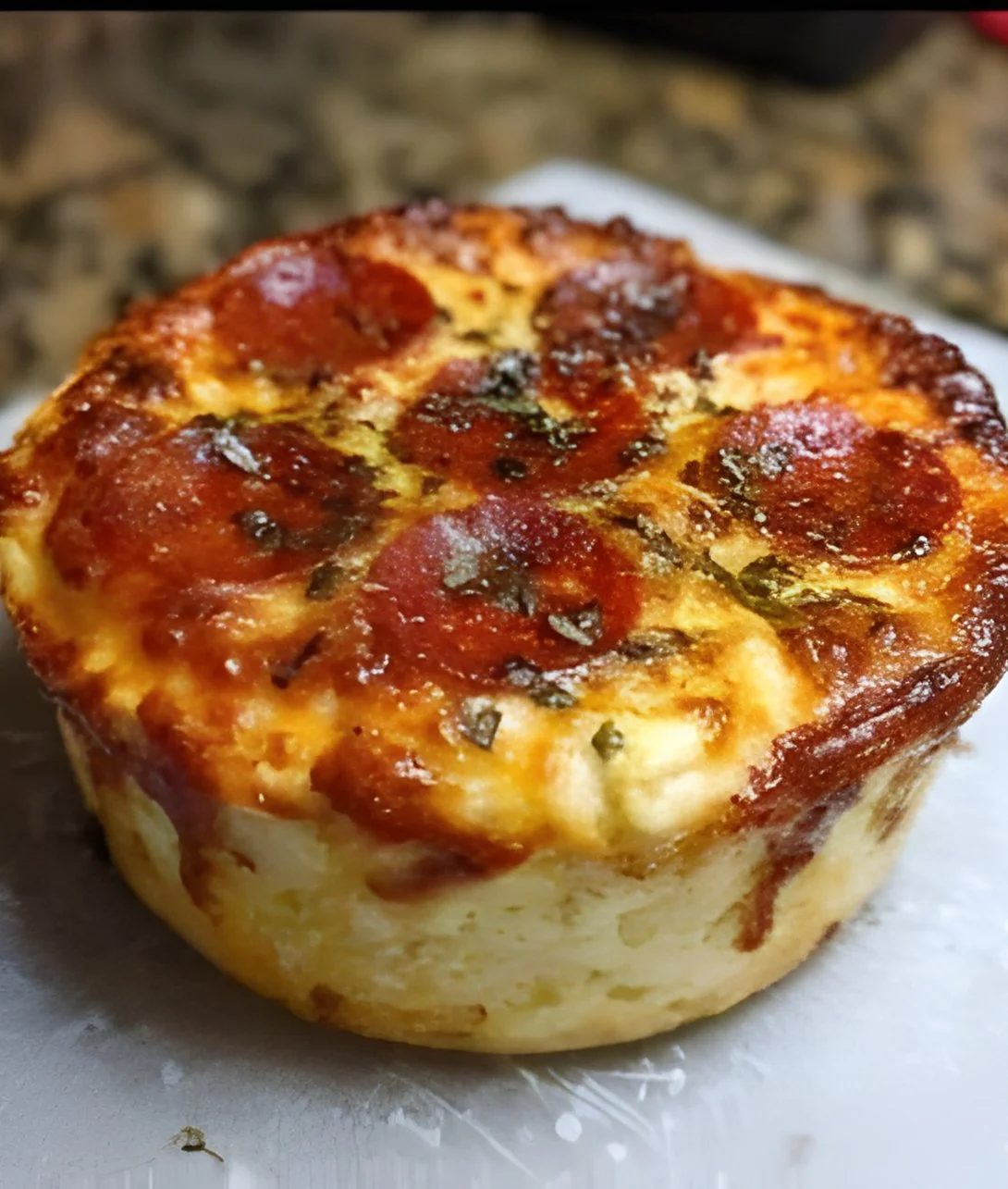 Delicious Cottage Cheese Pizza Bowl garnished with fresh herbs and vegetables