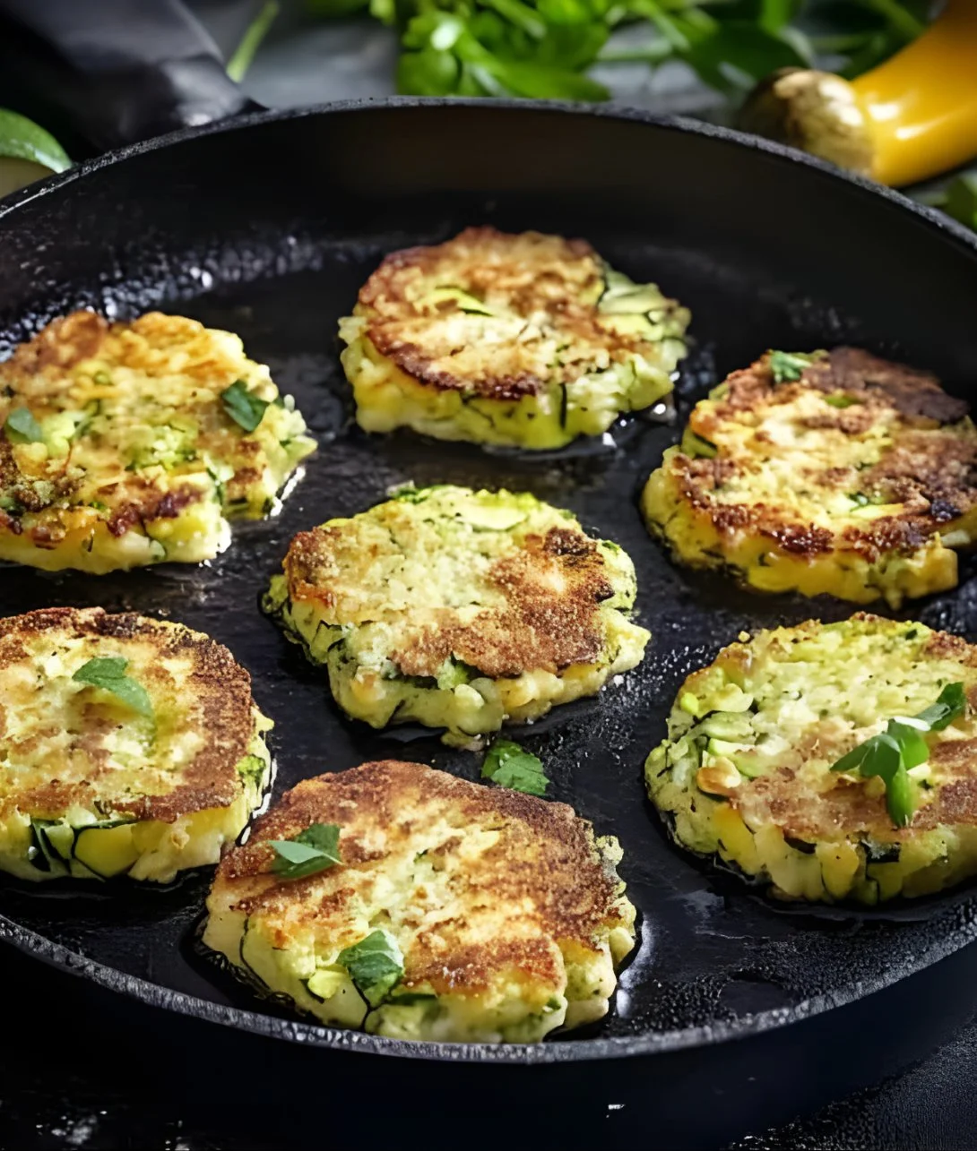 Plate of crispy zucchini fritters served with dipping sauce