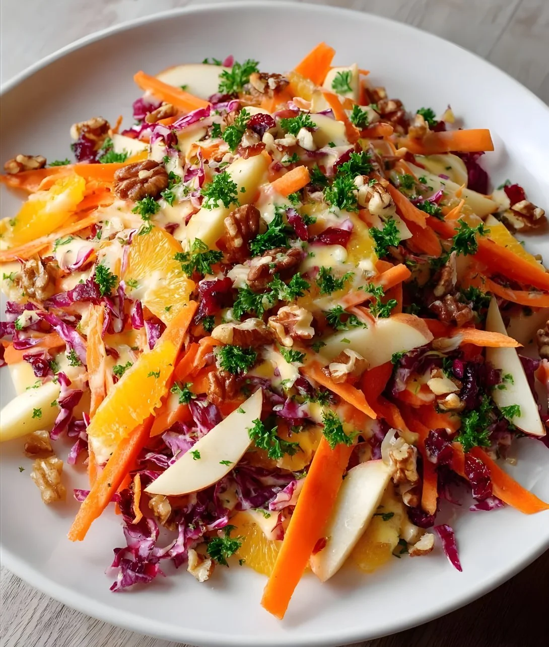 Crunchy apple carrot salad with fresh apples and grated carrots