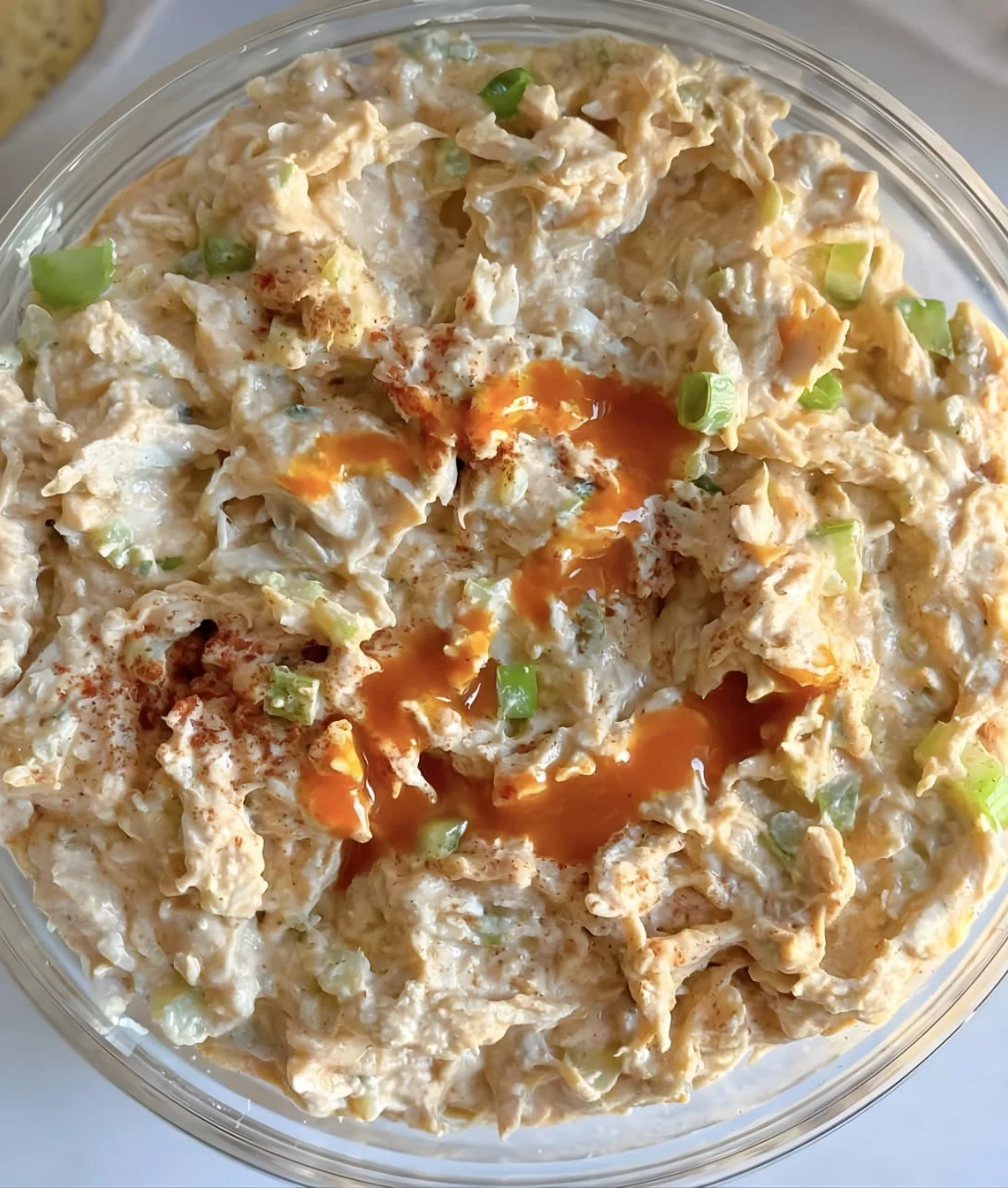 High Protein Buffalo Chicken Salad with fresh greens and spicy dressing
