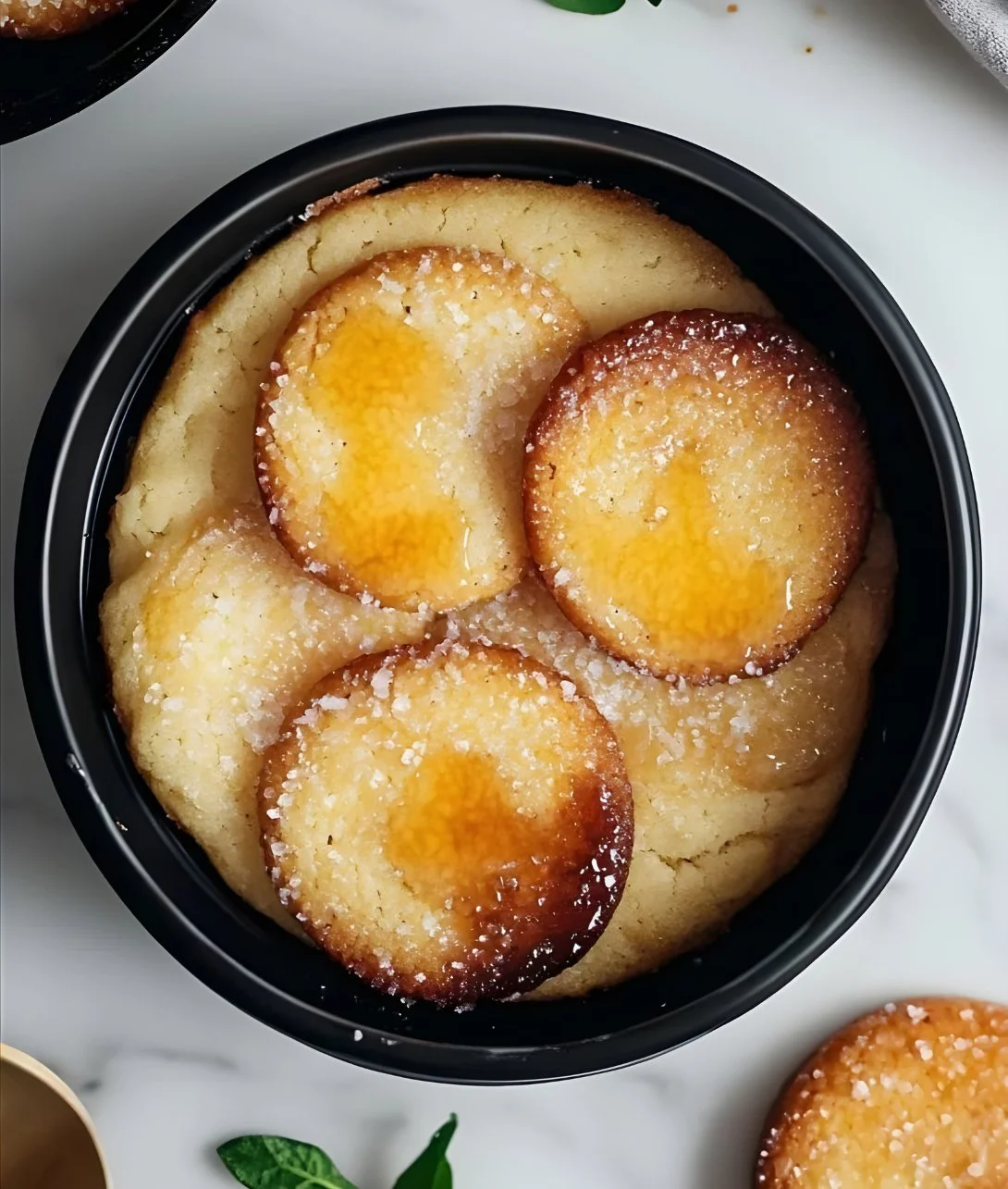 Delicious Crème Brûlée Cookies with caramelized sugar topping on a plate.