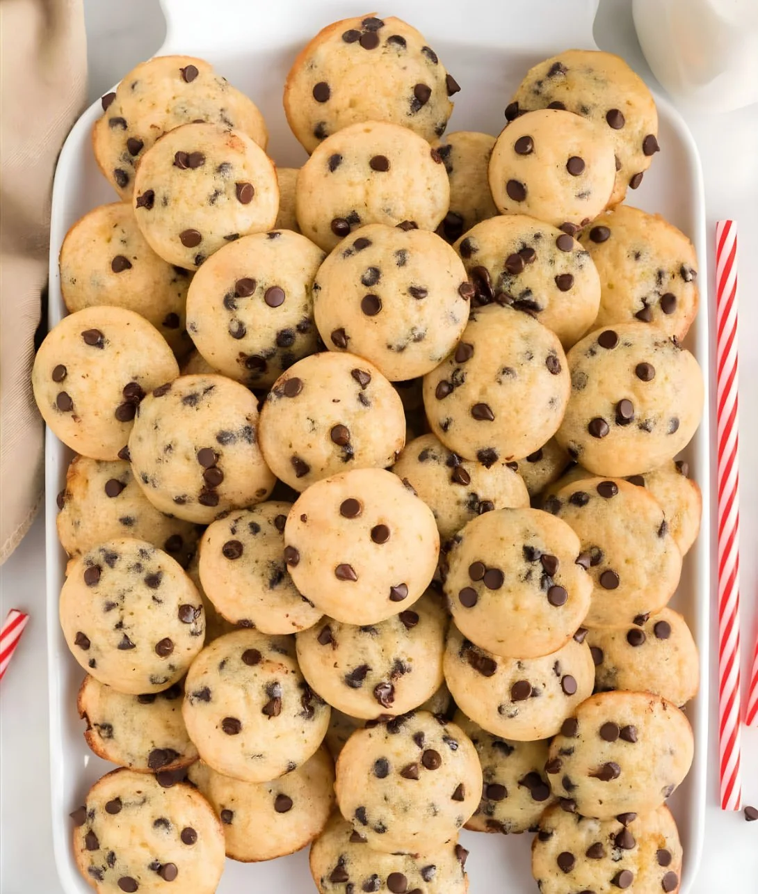 Delicious mini chocolate chip muffins on a plate