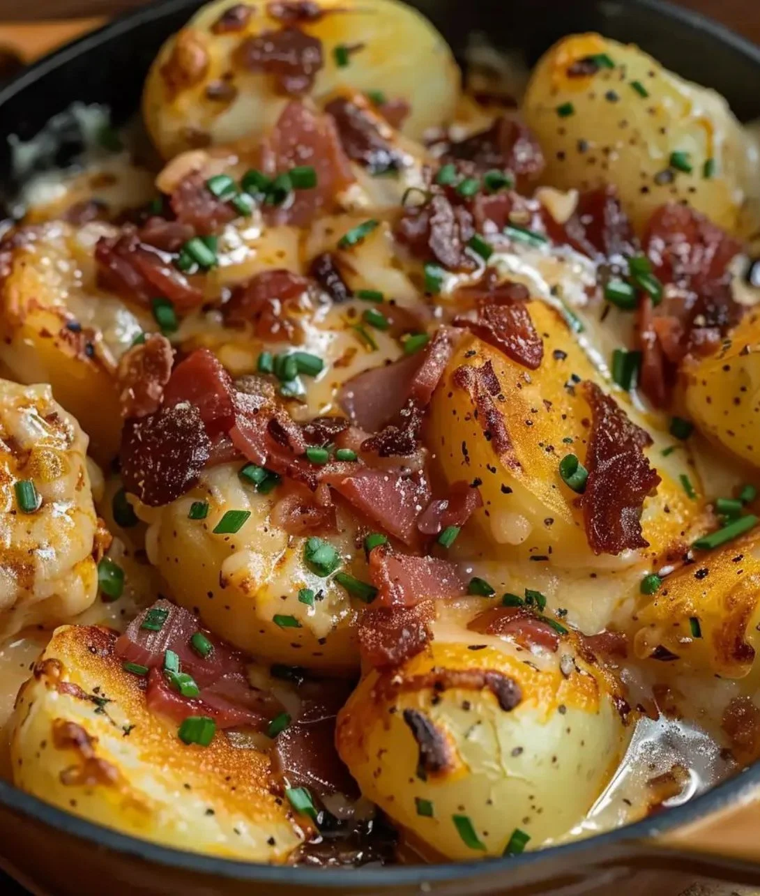 Mississippi Mud Potatoes served in a rustic bowl, showcasing their rich flavor and texture.