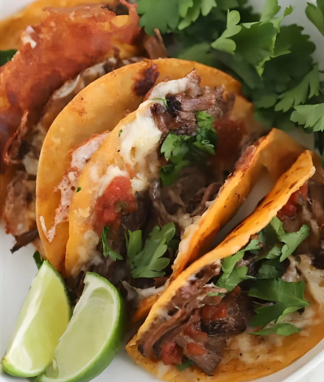 Delicious Birria Tacos served with consommé for dipping