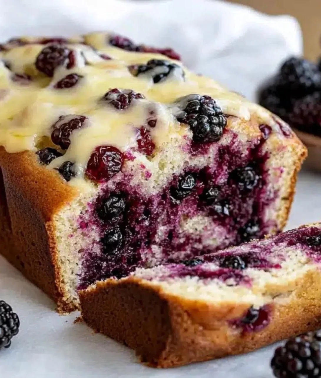 Delicious homemade blackberry loaf fresh out of the oven