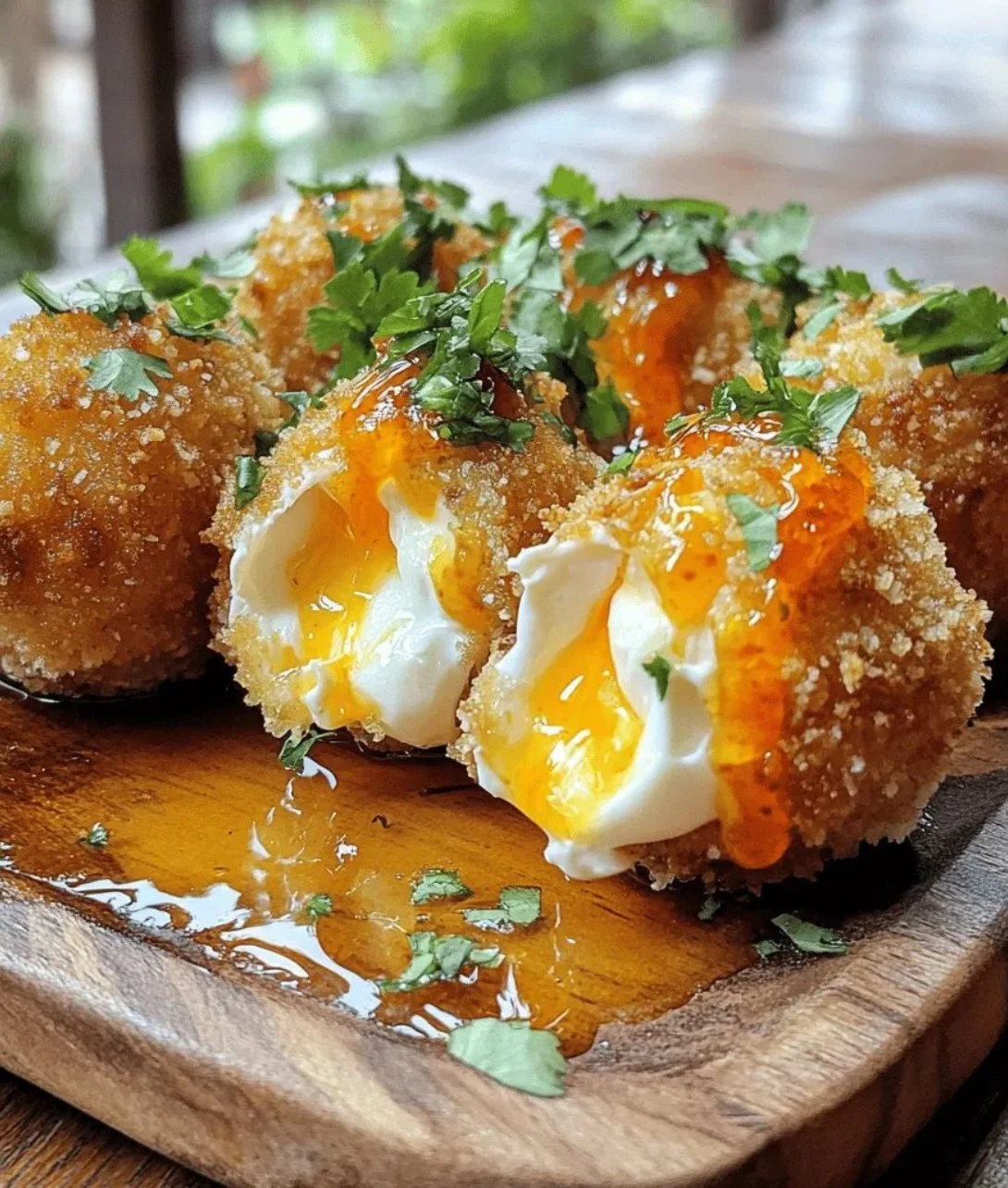 Crispy Fried Burrata served with a flavorful spicy sauce