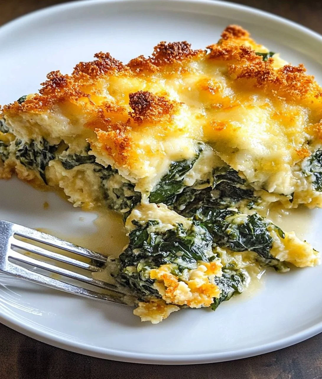 Delicious Italian Spinach Bake with cheese and herbs baked to perfection