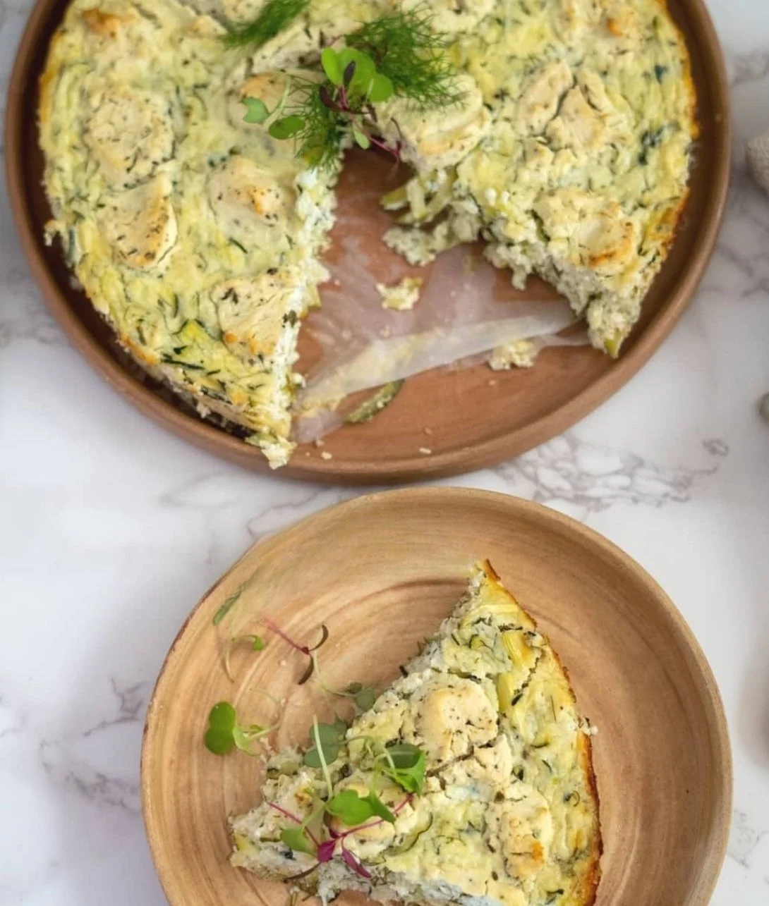 Keto Zucchini Ricotta Cheesecake slice on a plate