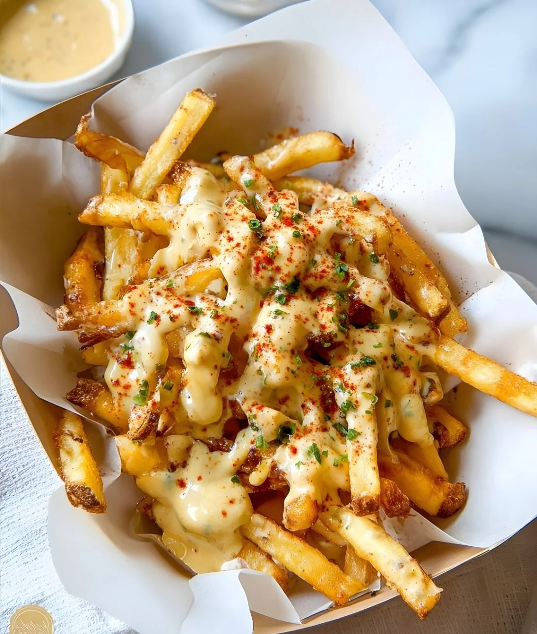 Delicious Louisiana Voodoo Fries topped with spicy seasonings and sauces.