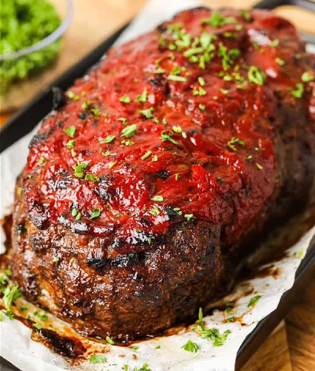 Delicious low carb meatloaf served with vegetables on a plate