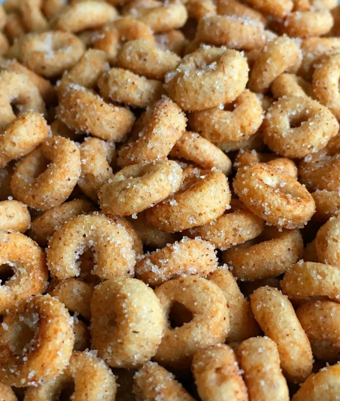 Mini Doughnut Hot Buttered Cheerios in a bowl, delicious and tempting snack.