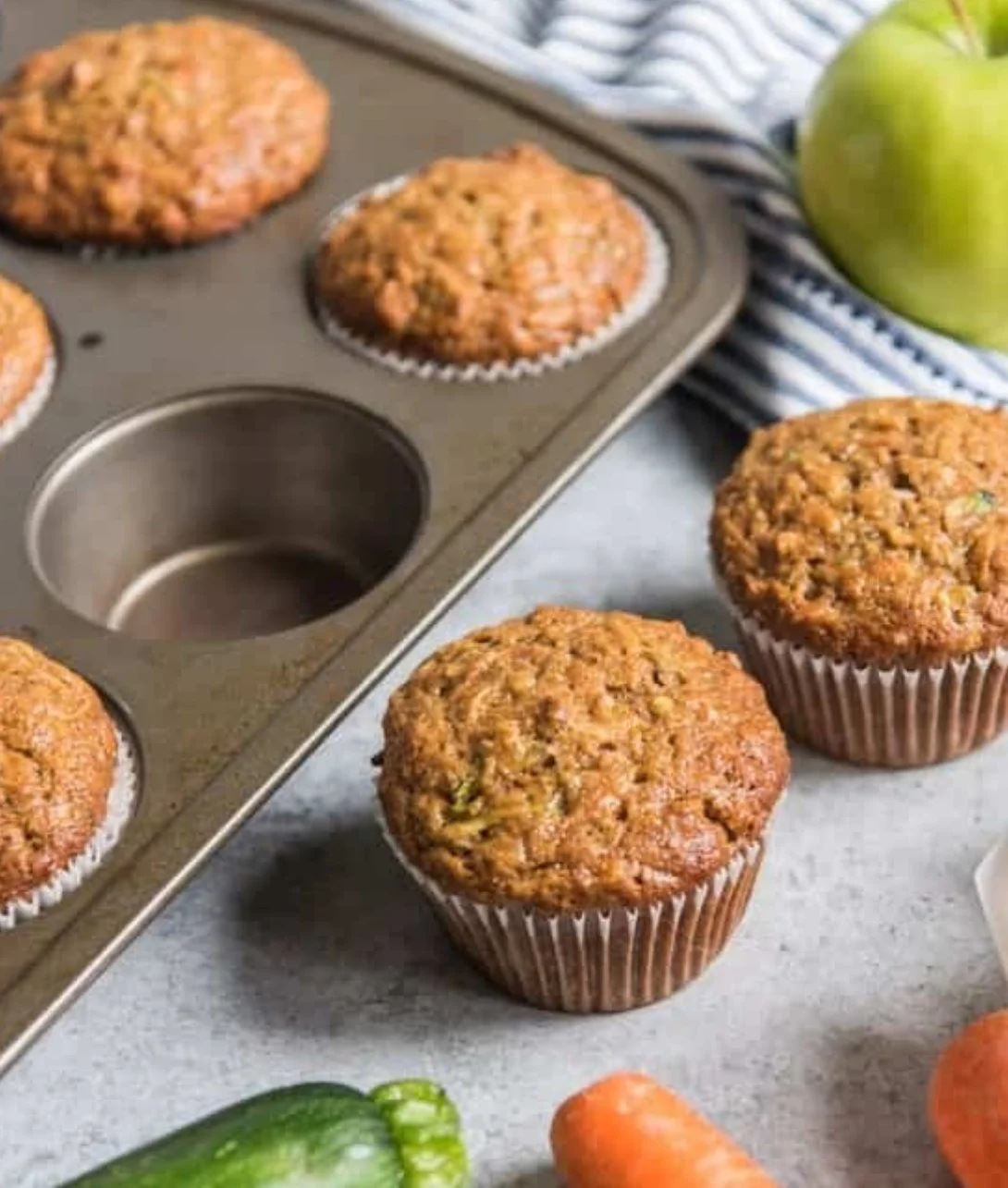 Delicious homemade Morning Glory Muffins with fruits and nuts