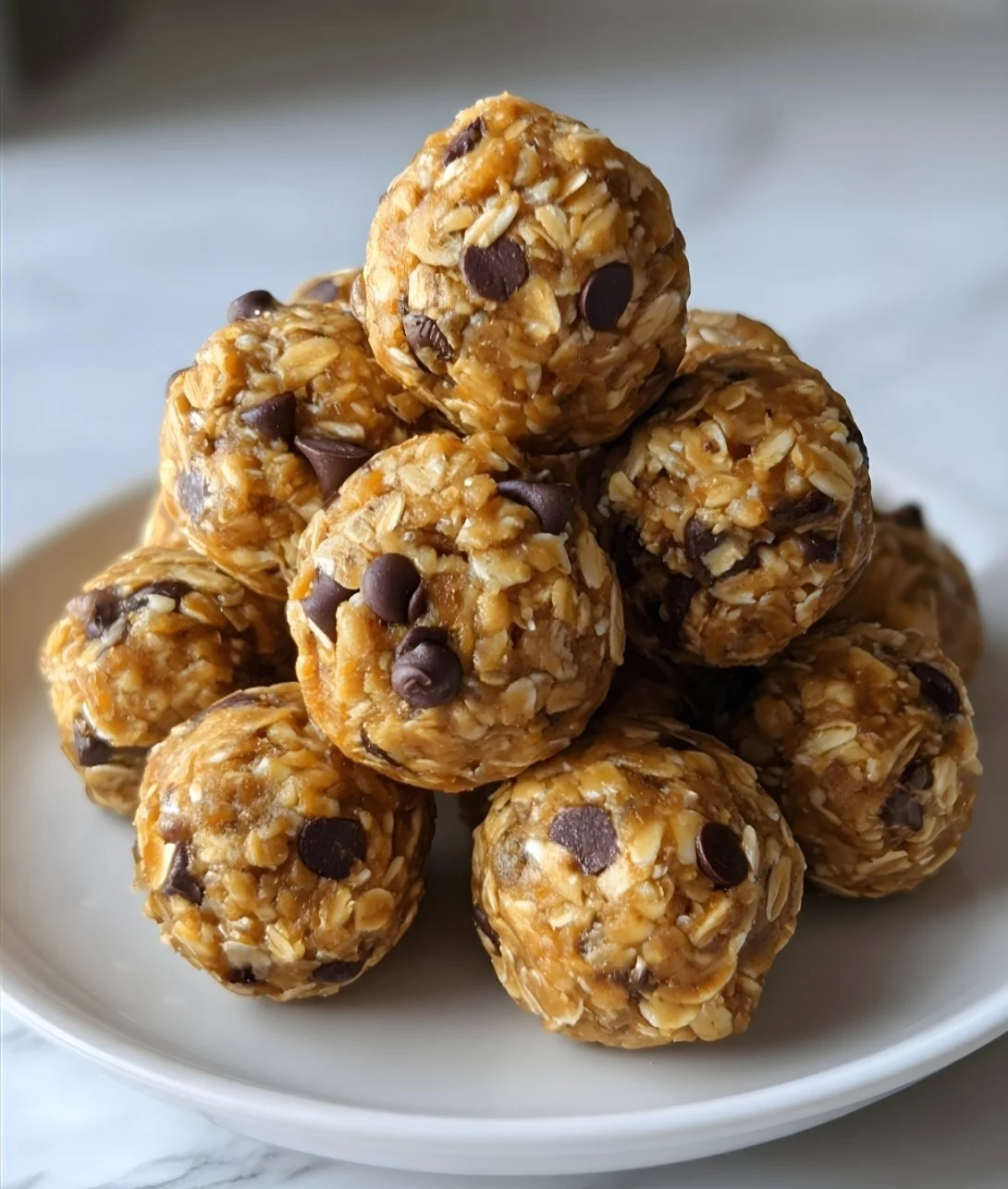No-bake peanut butter energy bites ready to eat for a healthy snack