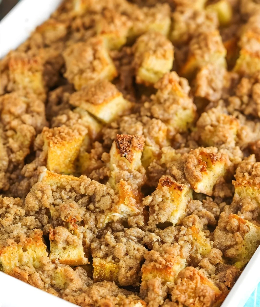 Delicious Overnight French Toast Casserole ready to serve for brunch