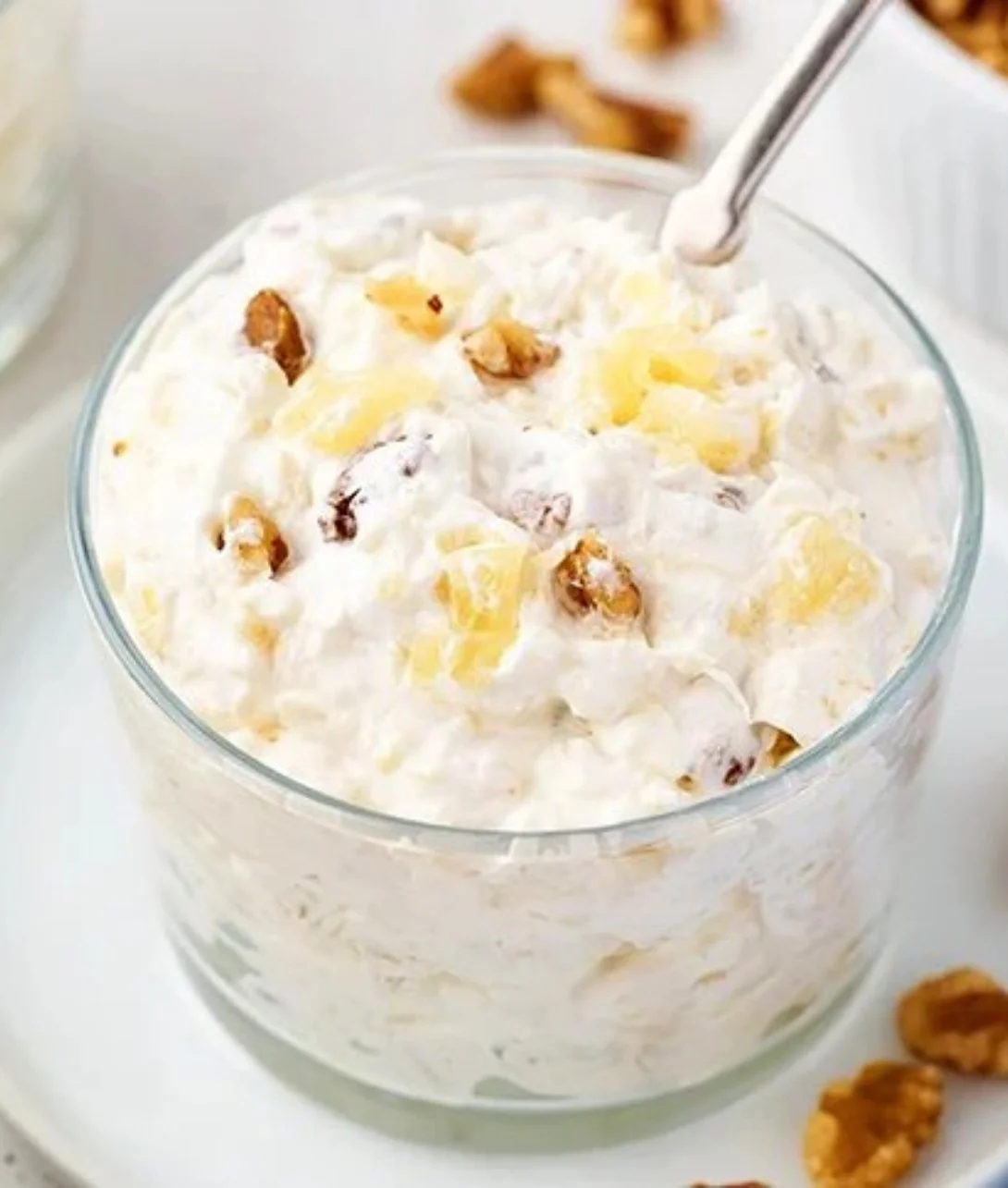 Fresh Pineapple Walnut Salad with tropical fruits and crunchy walnuts