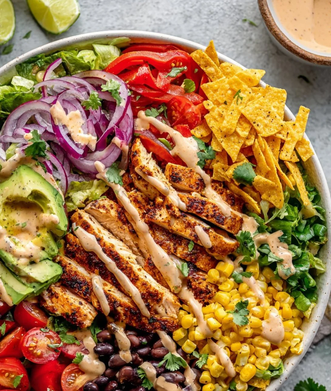 Delicious quick homemade spicy southwest salad with fresh ingredients.