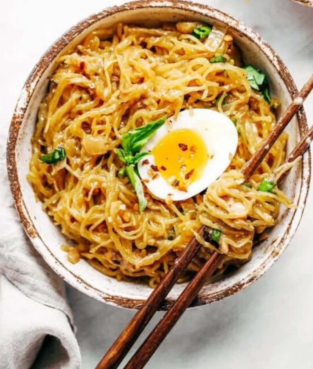 Delicious spicy spaghetti squash noodles served in a bowl.