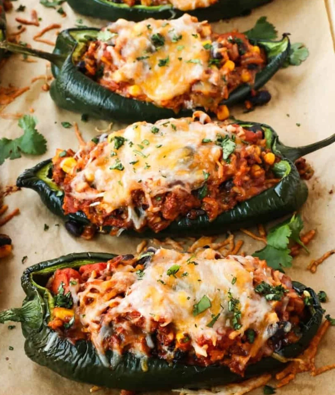 Delicious stuffed poblano peppers filled with savory ingredients