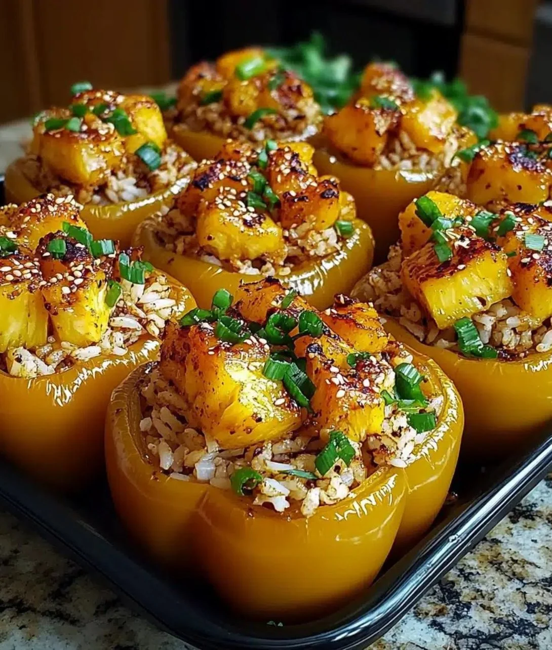 Delicious teriyaki chicken with pineapple served over rice.