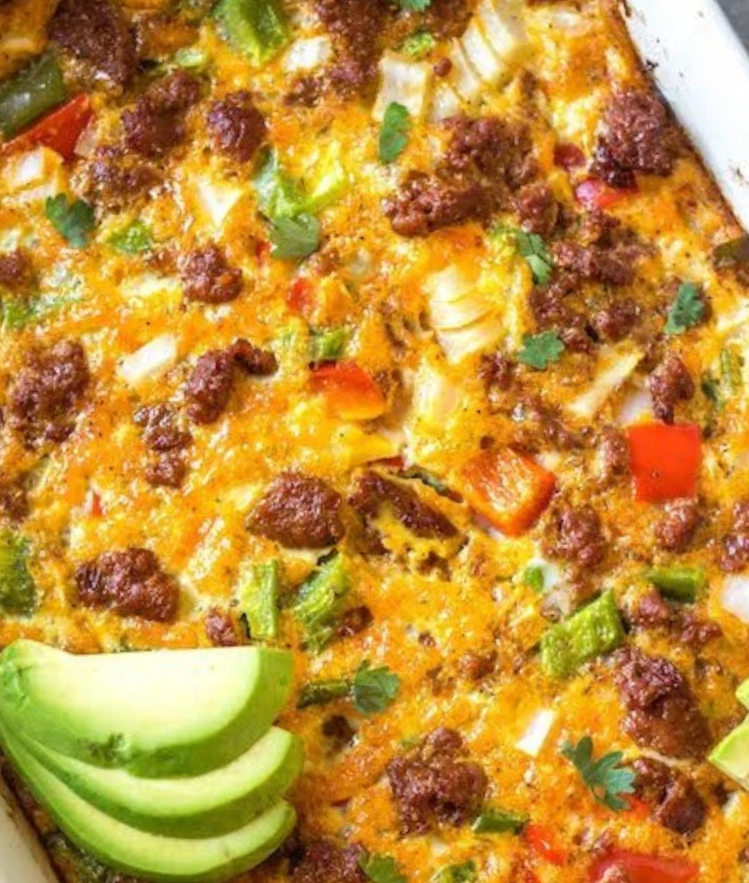 Whole30 Chorizo Egg Bake with vibrant vegetables and spices.