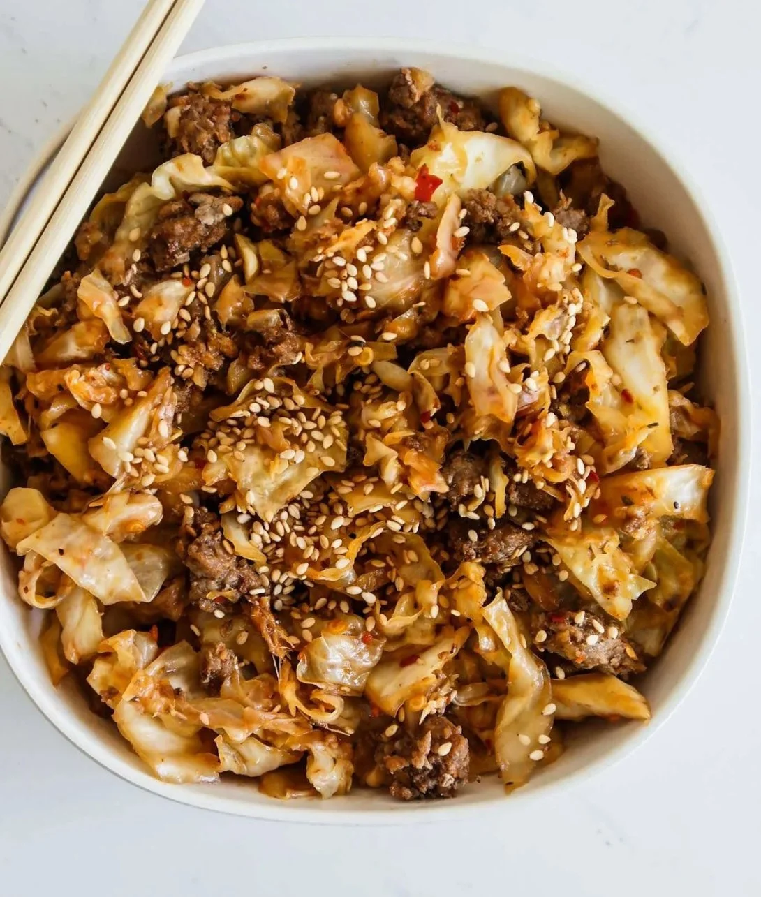 Healthy ground beef and cabbage dish cooked in 20 minutes for a quick meal.
