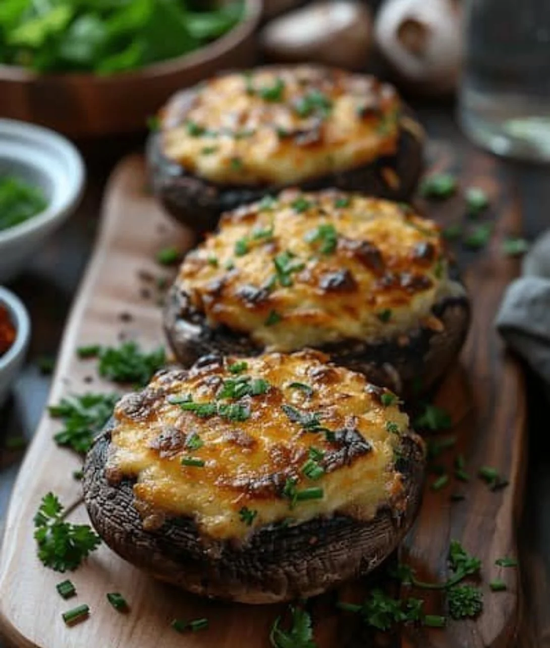 Avocado and egg stuffed portobello mushrooms