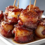 Delicious Bacon Wrapped Water Chestnuts served as a party appetizer